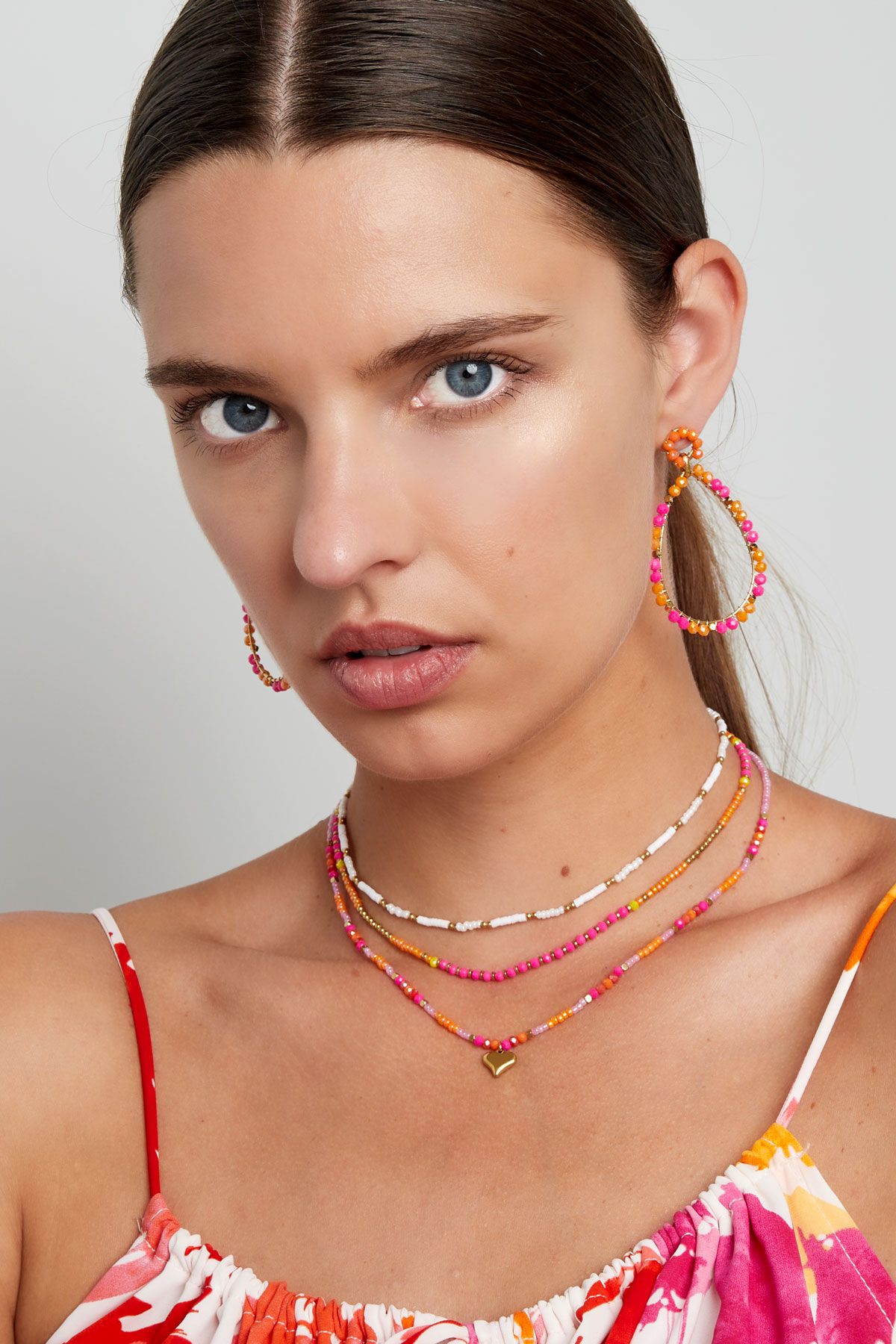 Collier petites perles colorées - rose/orange Image2